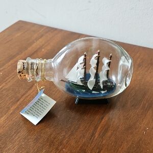 Vintage John Madison Three Mast Ship In A Bottle